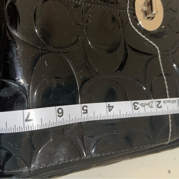 Coach Black Shoulder Bag with Glossy Patent Finish - Picture 13 of 15